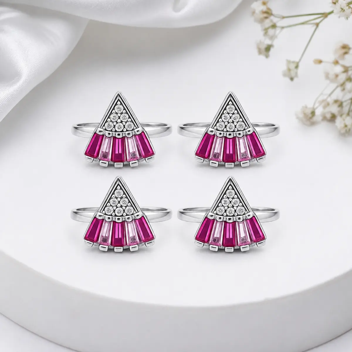 925 Sterling Silver A Toe Ring Pair Of 2 Contemporary Triangular Inspired Motifs For Women
